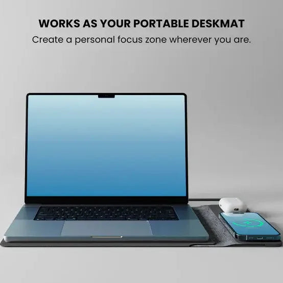 open laptop sleeve with built-in wireless charging pad