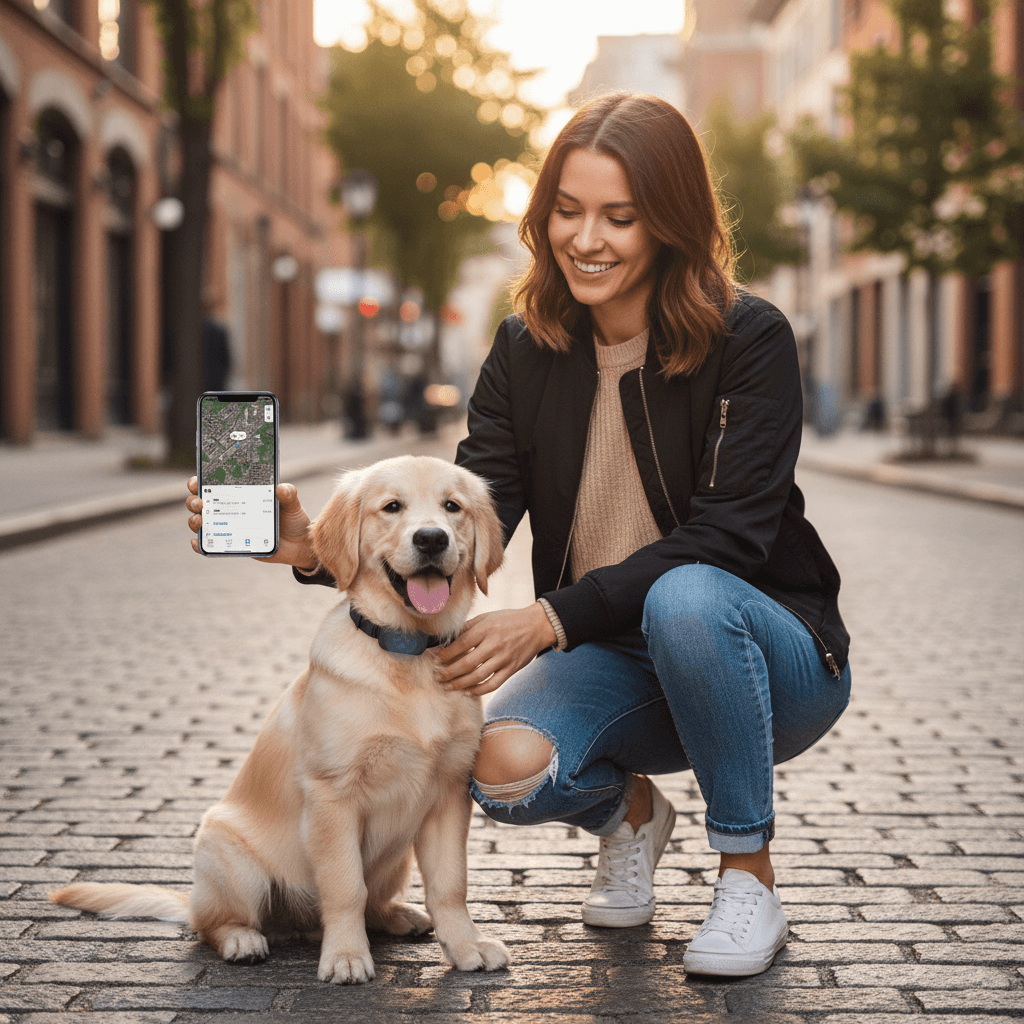 White compact GPS tracker collar for pets
